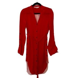 Women Red and Pink color block shirtdress, Size XS

Like New